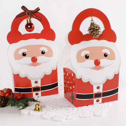 Weihnachtsgeschenkbox Tragbare Pappkarton Taschen Weihnachtsmann Cartoon Für Feiertagsparty Gastgeschenke