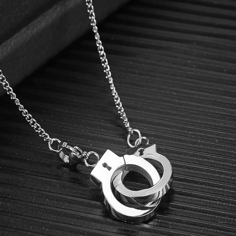 Collana Con Ciondolo A Manette Acciaio Inossidabile Stile Punk Hip Hop Streetwear Accessorio Per Uomo Donna Catena A Doppia Maglia
