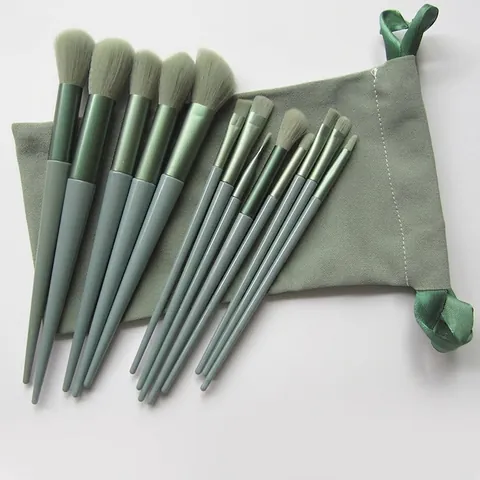 Make-up Kwasten Zachte Nylon Haren Plastic Handvat Poeder Oogschaduw Blush Foundation Beauty Tools Met Fluwelen Tasje