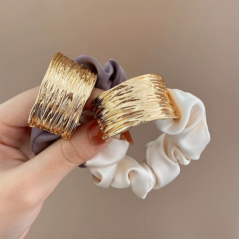 Elastici Per Capelli In Satin Con Fibbia In Metallo Supporto Per Coda Di Cavallo Stile Coreano Minimalista Per Donna