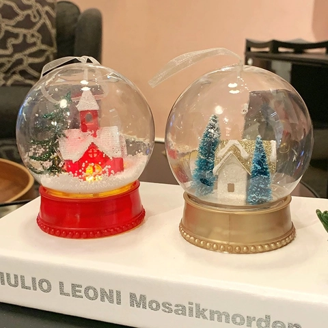 Palla Di Neve Di Natale Ornamento Sospeso LED Paesaggio Miniatura Casa Renna Albero Vetro Plastica