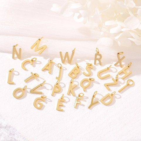 Alphabet Initial Letter Pendants Copper Gold Plated Polished Smooth For DIY Jewelry Making Necklaces Fashion For Women