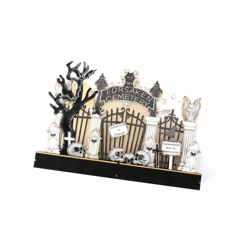 Decorazione Cimitero Halloween Legno Luminoso Scena Fantasma Tavolo LED Casa Stregata Scena Di Cimitero