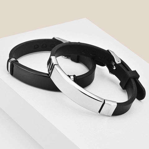 Minimalist Silicone Stainless Steel Bracelet Adjustable Buckle Strap Sports Casual Wristband For Men Women