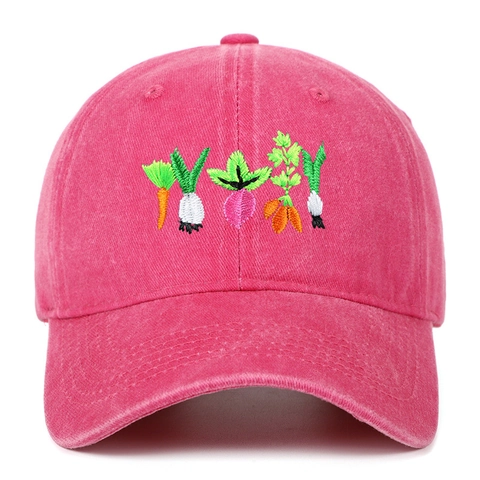 Casquette De Baseball Coton Lavé Broderie Légumes Rétro Vintage Ajustable Chapeau Soleil