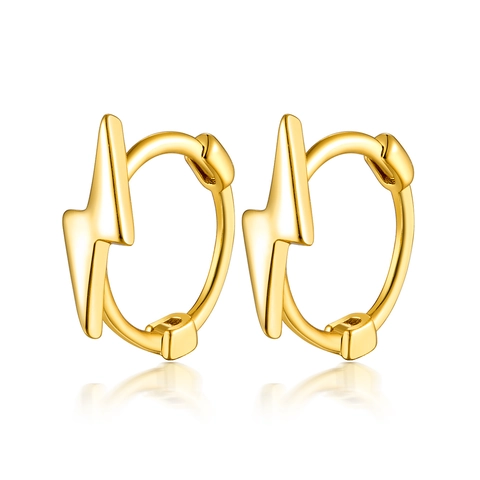 Minimalistische Blitz-Hoop-Ohrringe Aus 925er Sterlingsilber Vergoldet Versilbert Trendiger Geometrischer Schmuck Damen Herren