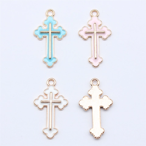 Ciondoli A Croce Religiosa Minimalisti Charms In Lega Smalto Per Creazione Di Gioielli DIY Collane Braccialetti Orecchini