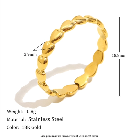 Anillo Acero Inoxidable Corazón Chapado Oro 18K Ajustable Retro Minimalista Elegante Joyería Mujeres