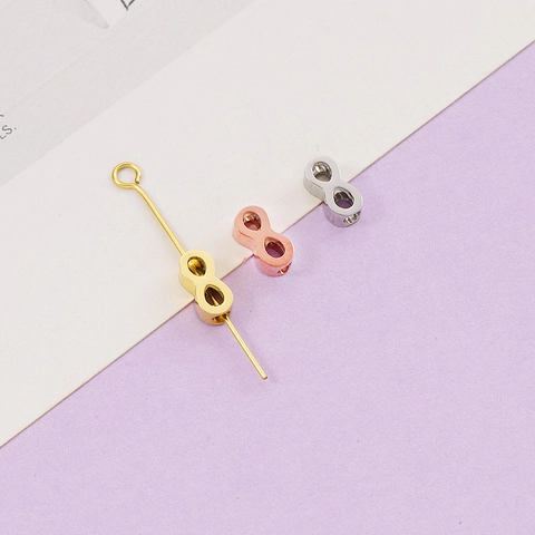 Cuentas De Agujero Pequeño Con Símbolo De Infinito De Acero Inoxidable Conector De Doble Agujero Figura Ocho Para Hacer Joyas DIY Pulido Espejo