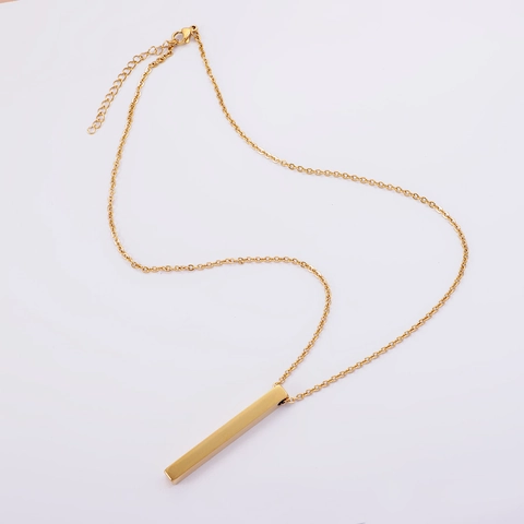 Collar Con Colgante De Barra Vertical Acero Inoxidable 304 Chapado En Oro De 18K Joyas De Moda Geométricas Minimalistas Para Hombre Y Mujer