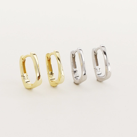 925 Sterling Silver Square Hoop Earrings For Women Minimalist Geometric Plain Line Ear Buckle Jewelry Accessories