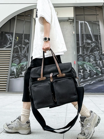Heren Vintage Canvas Messenger Bag Grote Capaciteit Multi Pocket Schoudertas Handtas Retro Workwear Reistas
