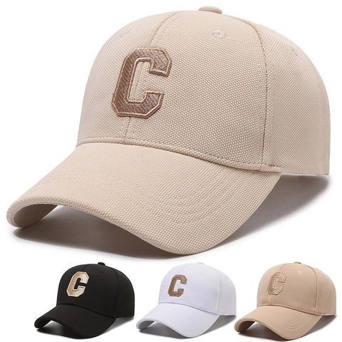 Baseball Cap Bestickt Buchstabe C Polyester Gebogener Rand Verstellbar Sonnenhut Outdoor Freizeit Herren Damen
