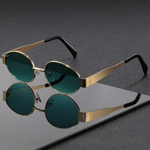 Vintage Oval Sunglasses UV400 Protection Metal Frame Trendy Retro Eyewear For Men Women Outdoor Driving Fashion Eyeglasses