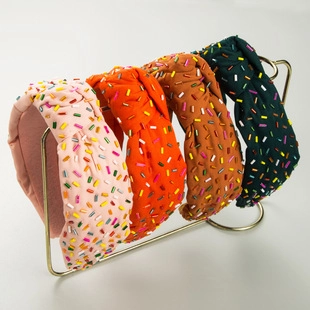 Cerchietto Largo a Nodo Fatto a Mano da Donna Perline Colorate Cristallo Decorazione San Valentino Stile Occidentale Accessori