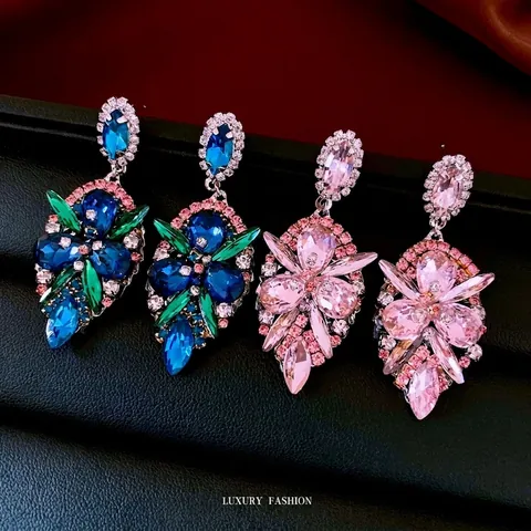 Orecchini Pendenti A Goccia D'acqua Di Lusso Con Cristallo Strass Lega Di Rame Perno In Argento Per Donna Stile Vintage