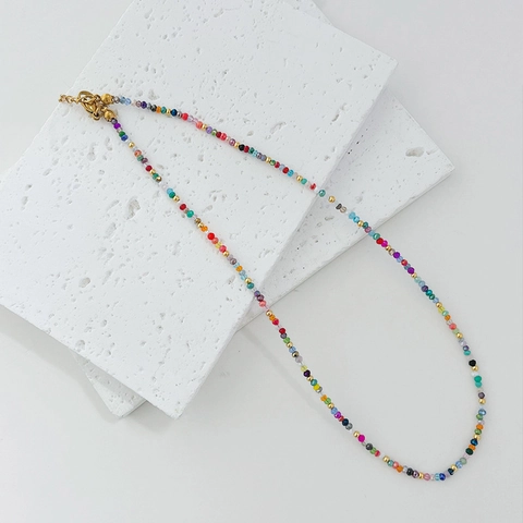 Kleurrijke Glazen Kralen Choker Ketting Boheems Regenboog Sleutelbeen Ketting Mode Sieraden Voor Vrouwen Meisjes Verstelbaar