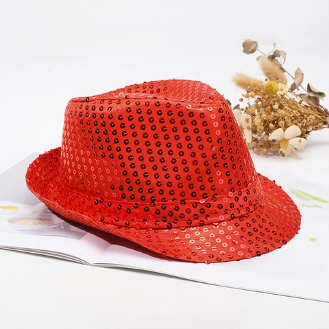 Glitzer Pailletten Fedora Hut Jazz Kappe Performance Bühne Party Kostüm Zubehör Für Erwachsene Kinder