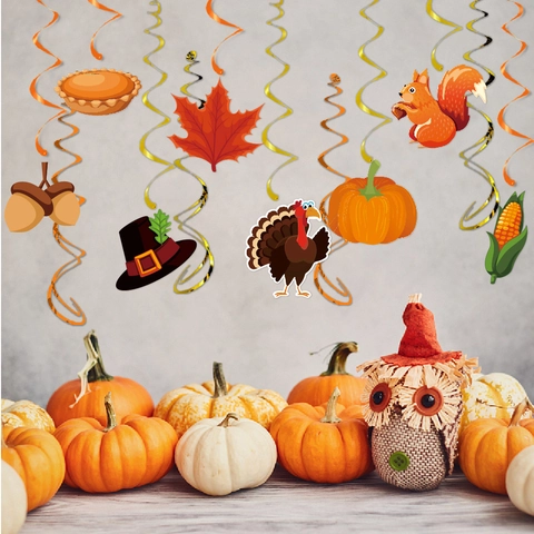 Friendsgiving Banner Und Hängende Wirbel Dekorationen Erntedankfest Party Deko Papier Herbst Truthahn Kürbis Ahornblatt
