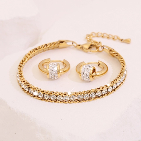 Edelstahl Schmuck Mit Herz Zirkonia Armband Und Ohrringen Glitzernde Bunte Strasssteine Mode Geschenk Für Frauen
