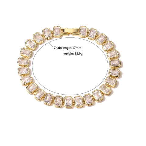 Copper Cubic Zirconia Jewelry Necklace Bracelet Earrings Rectangular Geometric Fashion For Women