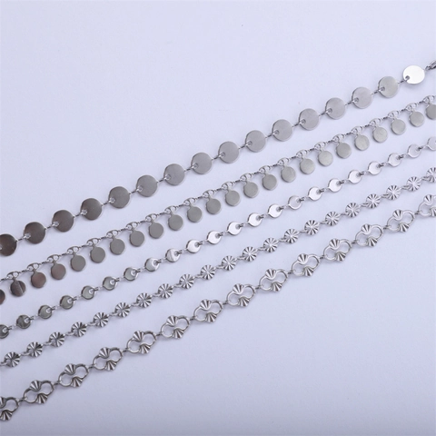 Minimalist Stainless Steel Bracelet For Women Men Fashion Creative DIY Round Disc Lips Link Chain Bracelet Trendy Jewelry Gift