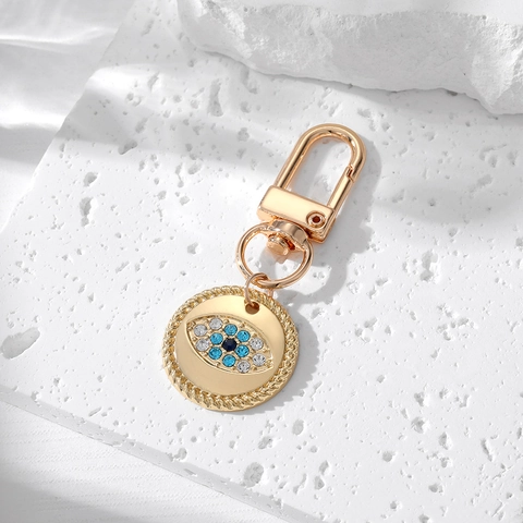 Boze Oog Sleutelhanger Legering Strass Emaille Hart Traan Rond Hanger Gelukscadeau Bescherming Vintage Accessoire