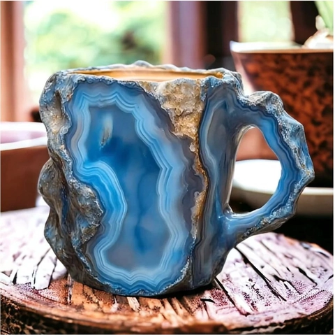 Mug à Café Imitation Cristal Minéral Résine Texture De Roche Fait Main Irrégulier Cadeau Créatif