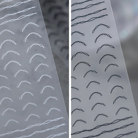 French Line Drawing Nail Art Stickers Ultra Thin Back Adhesive Manicure Decals For Women White Black Waves
