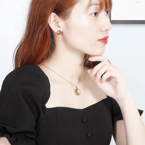 Collana Con Ciondolo Luna Stella In Acciaio Inossidabile E Orecchini Con Strass Gioielli Celesti Per Donne