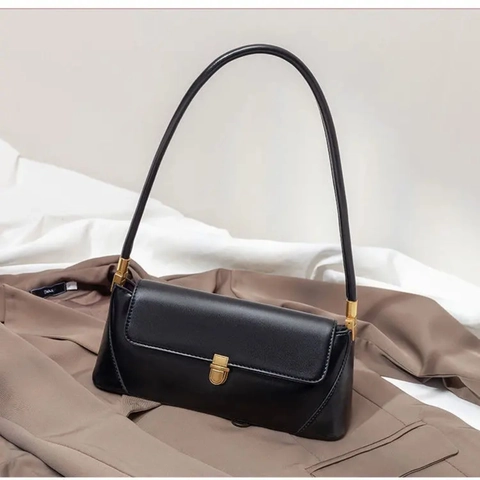 Sac Bandoulière Baguette en Cuir PU pour Femme Sac Sous les Aisselles Couleur Unie Tendance Rétro
