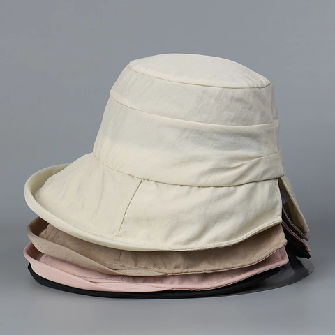 Cappello Alla Pescatora In Nylon Protezione Solare Asciugatura Rapida Impermeabile Regolabile Pieghevole Foro Per Coda Di Cavallo Stile Coreano