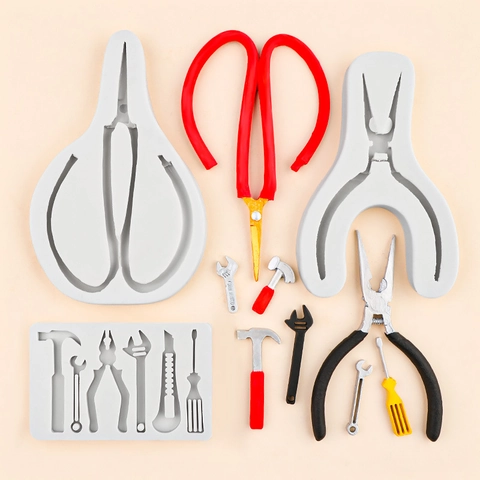 Hardware Tools Silicone Mold Pliers Scissors Wrench Hammer Screwdriver Saw For Fondant Chocolate Cake Decor DIY Craft