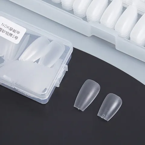 Uñas Postizas Mate Profesionales Cortas Forma Ataúd Ultra Delgadas Sin Marcas Uñas Esmeriladas Para Manicura