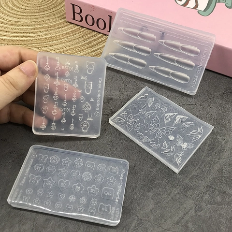 3D Silikonform Für Nagelkunst DIY Schmetterling Schlüssel Knopf Spitze Muster Transparentes Bastelwerkzeug Fondant Dekoration