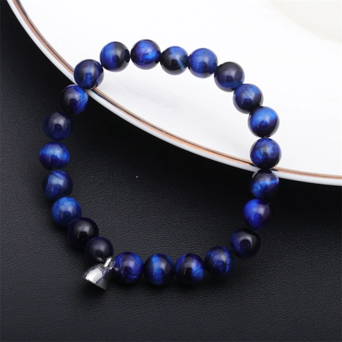 Magnetische Herz Paar Armbänder Natur Tigerauge Stein Lava Perlen Schmuck Geschenk Für Männer Frauen Liebhaber