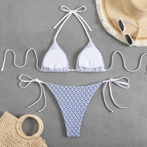 Bikini In Pizzo All'Uncinetto Da Donna Scollo All'Americana Lacci Laterali Costume Da Bagno Decoro Di Künstliche Perle Sexy Top E Slip