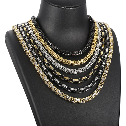 Byzantijnse Ketting Halsketting Roestvrij Staal Sieraden Voor Heren Hip Hop Punk Stijl Duurzame Metalen Schakel Sieraden