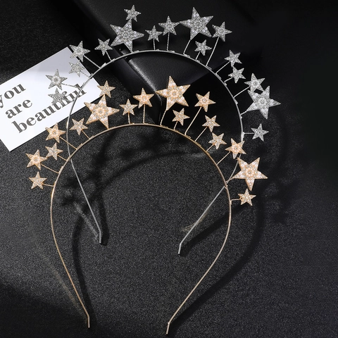 Cerchietto Stella Lega Strass Imitazione Perla Artificial Esagerato Festa Festival Corona Accessori Per Capelli Donna