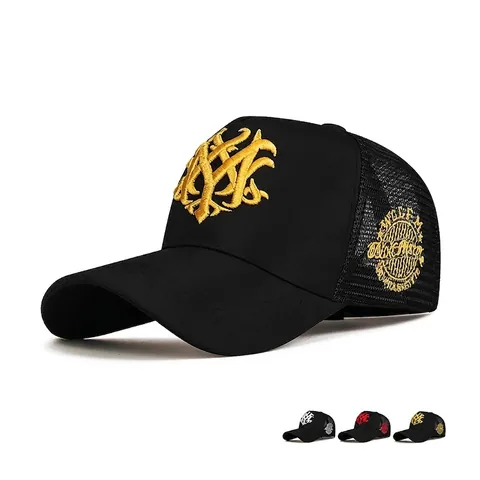 Casquette De Baseball En Filet Unisexe Broderie 3D Camionneur Respirante Ajustable Polyester Protection Solaire