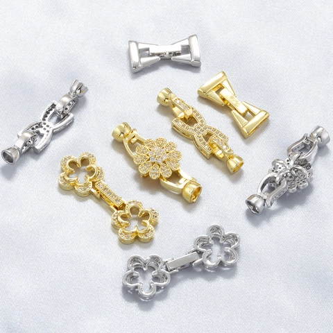 Connettori Per Gioielli Fermagli Ottone Zirconi Fiore Design Otto Per Creazione Di Collane E Bracciali DIY