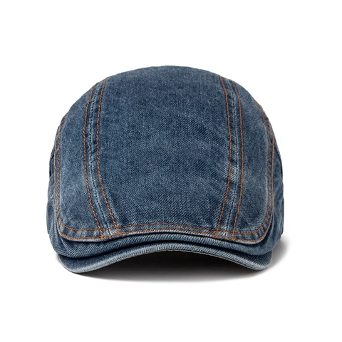 Retro Washed Denim Beret Hat For Women Men Adjustable Cotton Flat Cap Vintage Newsboy Ivy Cabbie Hat Sun Protection Daily Accessory