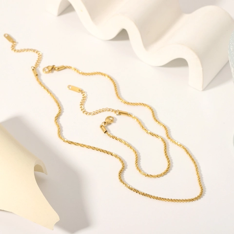 Collana A Catena Luccicante Minimalista In Acciaio Inossidabile 304 Placcato Oro 18K Gioielli Ipoallergenici Per Donna