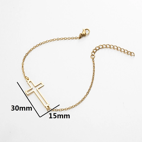 Bracelet Pendentif Croix Ajourée En Acier Inoxydable Bijoux Chaîne Élégante Minimaliste Pour Femmes Cadeau Anniversaire