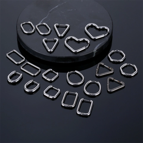 Geometrische Creolen Edelstahl Minimalistisch Punk Hip Hop Herz Dreieck Stern Sechseck Quadrat Rechteck Silberton