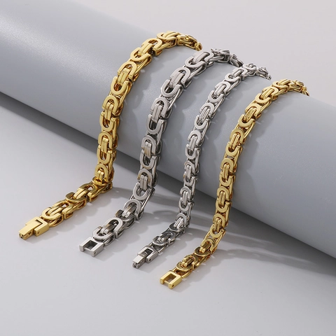 Collana A Catena Bizantina Acciaio Inossidabile Piatto Maglie Imperiali Gioielli Per Uomo Donna Stile Punk Vintage Hip Hop