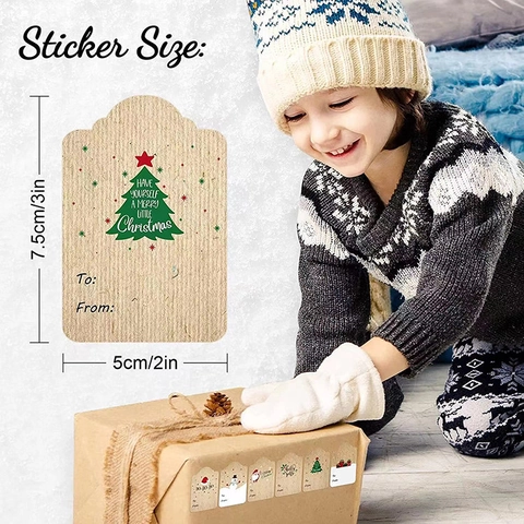 Etiquetas De Regalo Navidad Papel Kraft Autoadhesivas Para De Pegatinas Decorativas Para Envolver