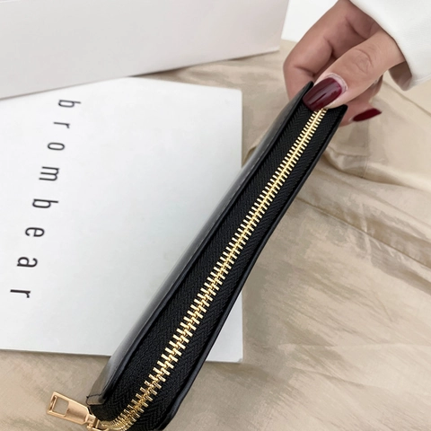 Langer Geldbeutel Damen PU Leder Reißverschluss Clutch Mehrere Kartenfächer Große Kapazität Einfache Urbane Mode Handtasche