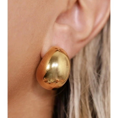 Stainless Steel Hoop Earrings High Polished C-Shaped Dome Studs Minimalist Modern Fashion Jewelry For Women