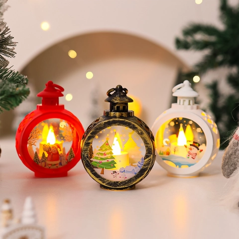 Weihnachts-LED-Laterne Retro-Dekolicht Mit Eingebauter Simulationskerze Für Tisch- Und Hängedekoration Zu Hause
